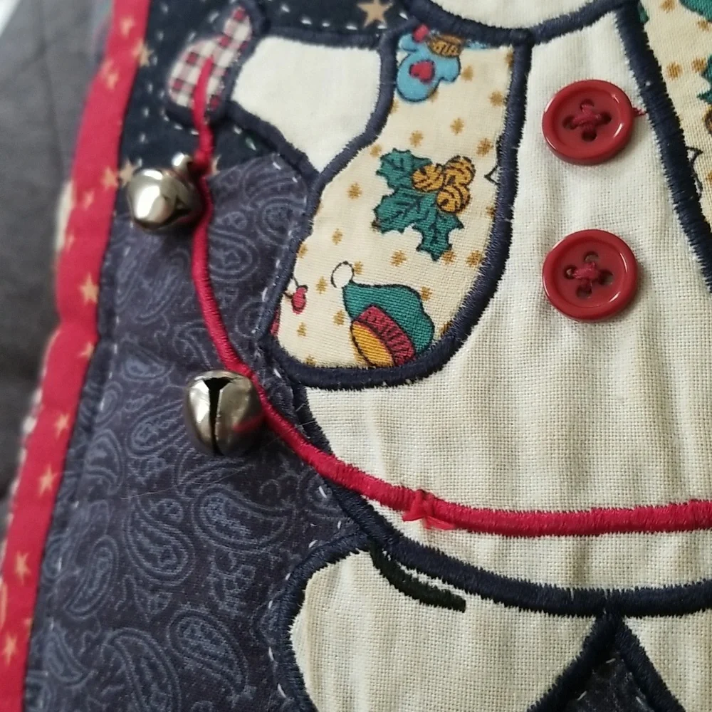 Snowman Jingle Bell Accent Throw Pillow Vintage